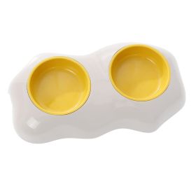 Egg-shaped Pet Bowl Drinking Water Single Bowl Double Bowl Dog Bowls Cute Pet Feeding Bowl Egg Yolk Shaped Food And Water Elevated Bowl Feeder (Option: Double bowl)