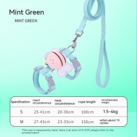 Adjustable Pet Cat Gradient Color Hand Holding Rope (Option: Little Bee Style Mint Green-M)