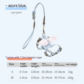Adjustable Pet Cat Gradient Color Hand Holding Rope (Option: Sky Blue With Wings-S)