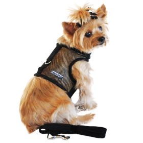Cool Mesh Dog Harness with Leash - Solid Black (size: X-Small)