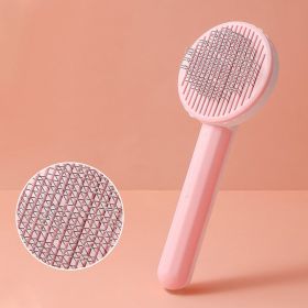 1pc Pet Grooming Brush Hair Removal Comb With Stainless Steel Teeth; Dematting Brush For Dogs & Cats (Color: pink)