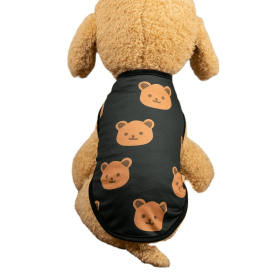 Pet Clothes; Summer New Pet Dog Clothes Thin Vest Bird's Eye Printing; Pet Clothes For Dogs And Cats (Color: black, size: L)
