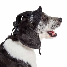 Pet Life 'Sea Spot Sun' Uv Protectant Adjustable Fashion Mesh Brimmed Dog Hat Cap (Color: black, size: large)