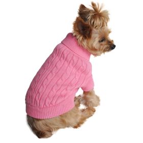 Combed Cotton Cable Knit Dog Sweater - Candy Pink (size: 3X-Large)