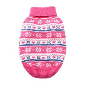Combed Cotton Snowflake and Hearts Dog Sweater - Pink (size: large)