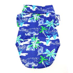Hawaiian Camp Shirt - Ocean Blue and Palms (size: 2X-Large)