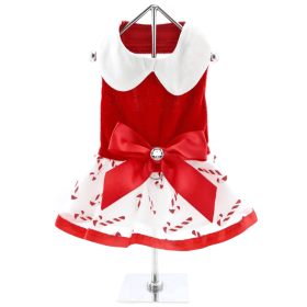 Holiday Dog Harness Dress - Candy Canes (size: X-Large)
