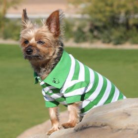 Striped Dog Polo - Greenery and White (size: 3X-Large)