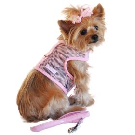 Cool Mesh Dog Harness with Leash - Solid Pink (size: large)