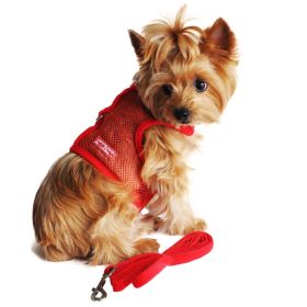 Cool Mesh Dog Harness with Leash - Solid Red (size: large)