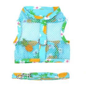 Cool Mesh Dog Harness with Leash - Pineapple Luau (size: large)