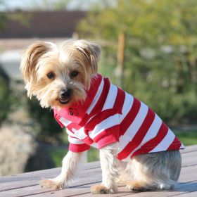 Striped Dog Polo - Flame Scarlet Red and White (size: X-Large)