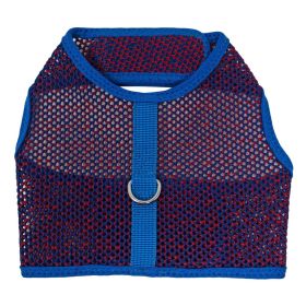 Active Mesh Dog Harness with Leash - Blue & Red (size: small)
