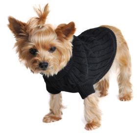 Combed Cotton Cable Knit Dog Sweater - Jet Black (size: X-Small)