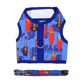 Fabric Dog Harness with Leash - Ukuleles and Surfboards (size: small)